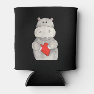 Rafraîchisseur Pour Canette Hippopotame mignon tenant le coeur   Love Hippo