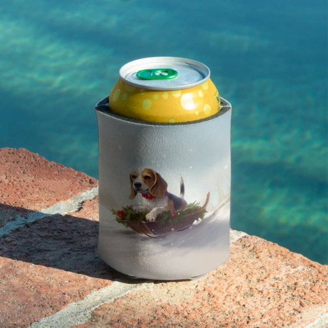 Rafraîchisseur Pour Canette hiver de neige de Noël beagle (Piscine in situ)