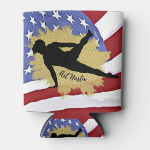 Rafraîchisseur Pour Canette Hommes Gymnaste Silhouette Art - Drapeau américain