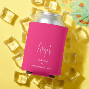 Rafraîchisseur Pour Canette Hot rose Personnalisé 80e anniversaire