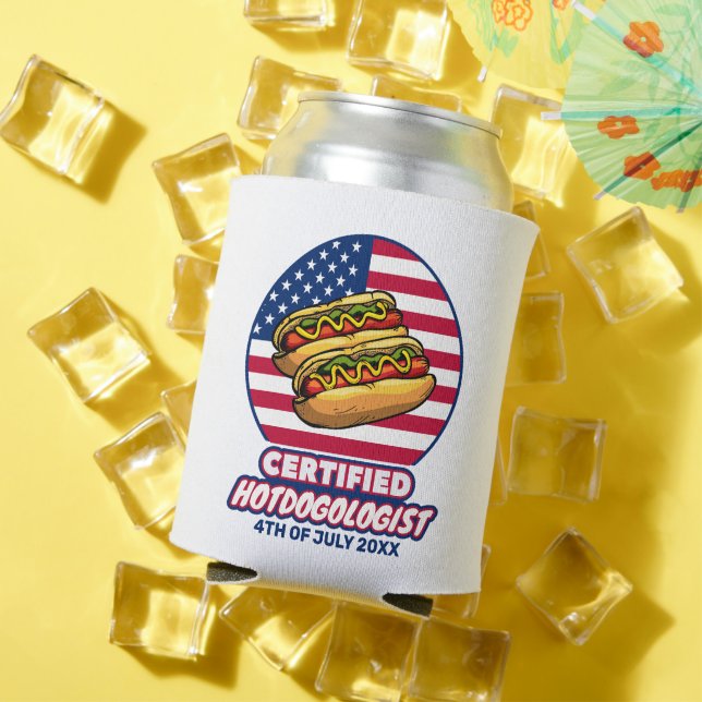 Rafraîchisseur Pour Canette Hotdogologue certifié American Flag Hot Dog (Été in situ)