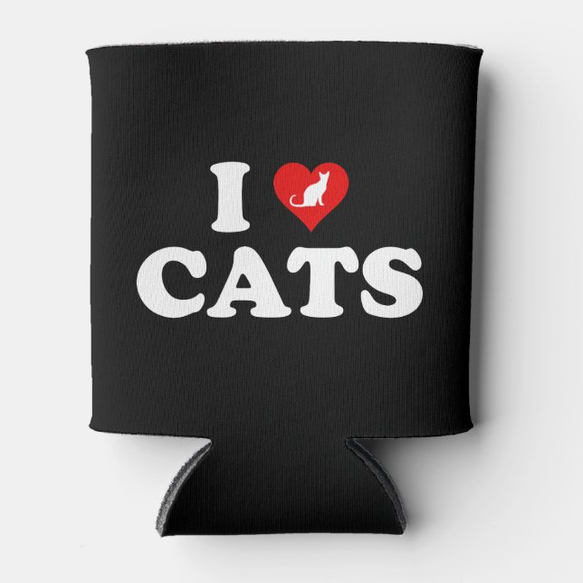 Rafraîchisseur Pour Canette I Love (Coeur) Chats (Devant)