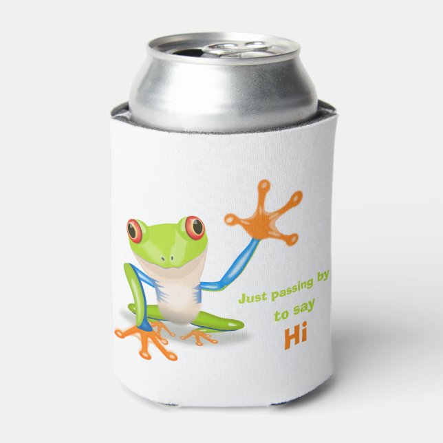 Rafraîchisseur Pour Canette Illustration de grenouille à yeux rouges agitant (Can devant)