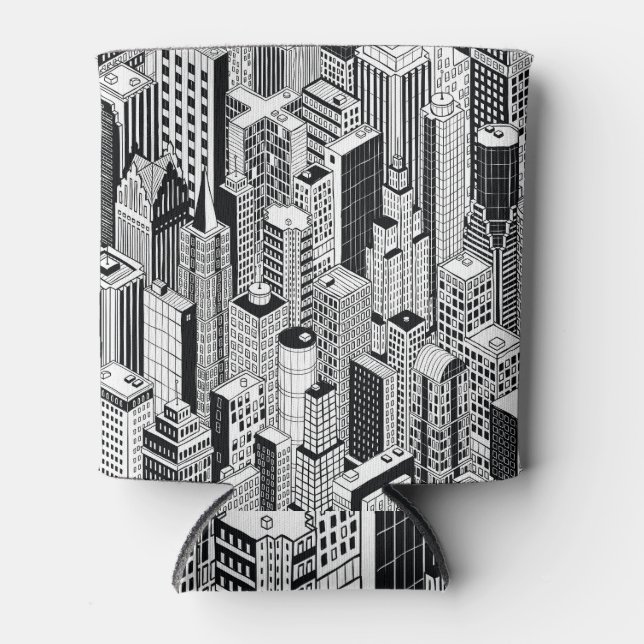 Rafraîchisseur Pour Canette Illustration de la ville Skyscraper, isométrique t (Devant)