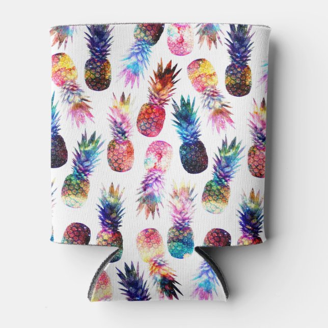 Rafraîchisseur Pour Canette Illustration de l'aquarelle et des ananas nébuleux (Devant)