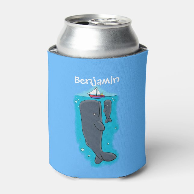 Rafraîchisseur Pour Canette Illustration de mignons baleines et voiliers (Can devant)
