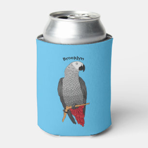 Rafraîchisseur Pour Canette Illustration d'un perroquet gris en Afrique