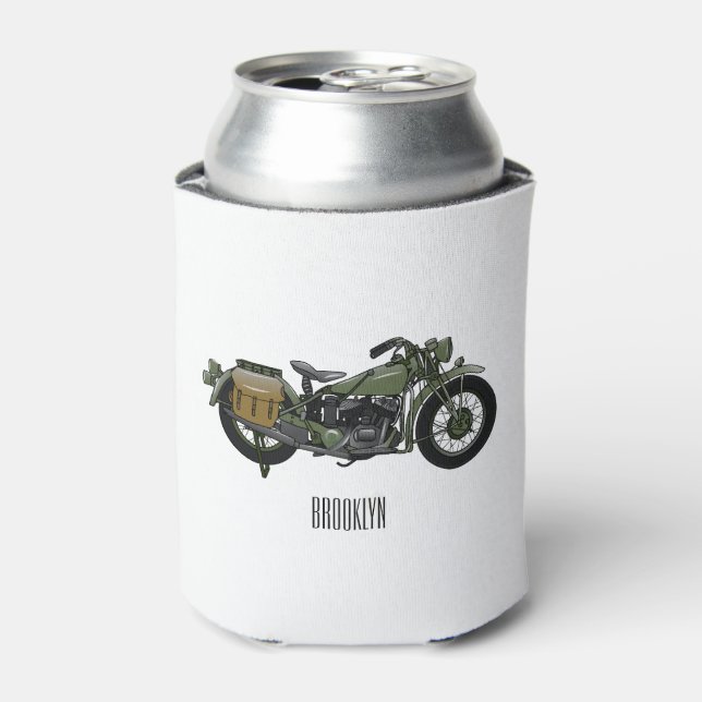 Rafraîchisseur Pour Canette Illustration d'une moto de croiseur militaire (Can devant)