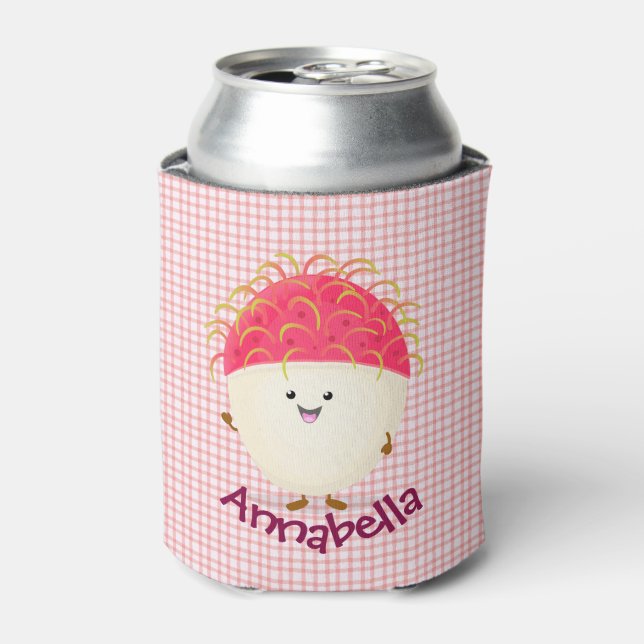 Rafraîchisseur Pour Canette Illustration mignon du ramboutan rose (Can devant)