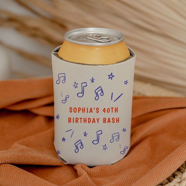 Rafraîchisseur Pour Canette Illustrations fantaisistes dessinées à la main pou (Whimsical Hand-Drawn Illustrations 40th Birthday Can Cooler)