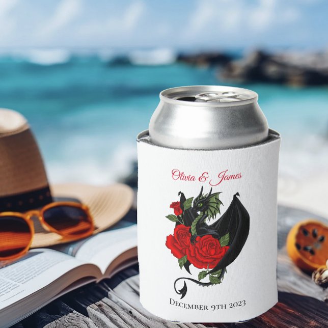 Rafraîchisseur Pour Canette Imaginaire de Roses rouges Dragon Noir (Créateur téléchargé)