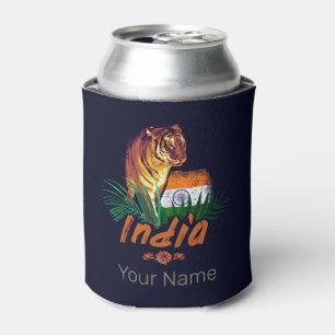 Rafraîchisseur Pour Canette Inde Tigre Vintage Avec Drapeau Retro Lotus Souven