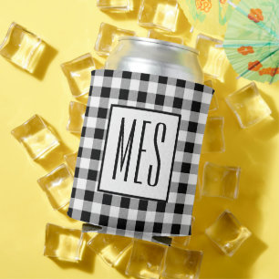 Rafraîchisseur Pour Canette Initiales de monogramme tendance, motif à carreaux