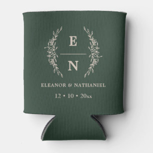 Rafraîchisseur Pour Canette Initiales florales empilées Monogramme Mariage