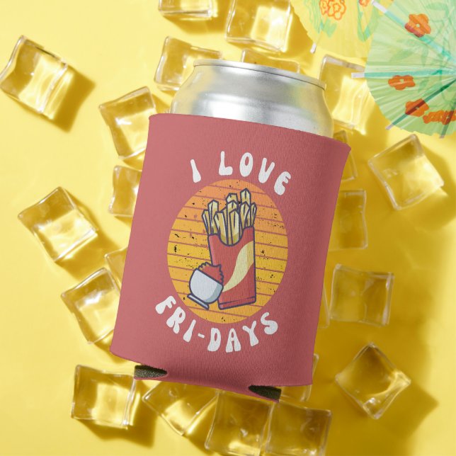 Rafraîchisseur Pour Canette J'Aime Fry-Days Funny Fries Français (Été in situ)