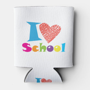 Rafraîchisseur Pour Canette J'Aime L'École. Retour À L'École. Cartoon Coeur