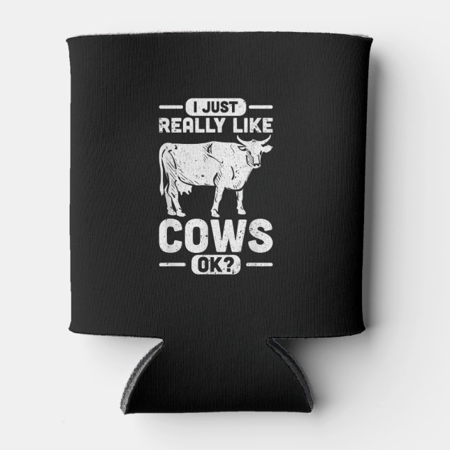 Rafraîchisseur Pour Canette J'Aime Vraiment Vaches Ok - Vache Cadeau (Devant)