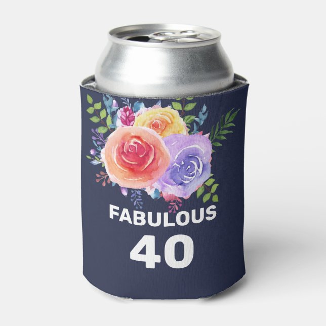 Rafraîchisseur Pour Canette Jardin Rose Aquarelle Fleurs Fabuleux 40 (Can devant)