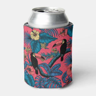 Rafraîchisseur Pour Canette Jardin toucan en rouge et bleu