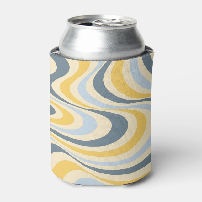 Rafraîchisseur Pour Canette Jaune et bleu abstrait design tourbillon (Can devant)