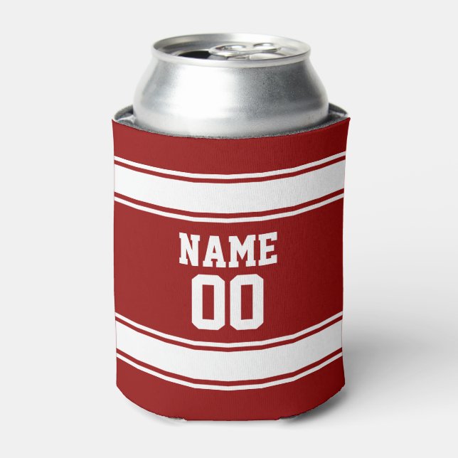 Rafraîchisseur Pour Canette Jersey Style personnalisé Nom et numéro Maroon (Can devant)