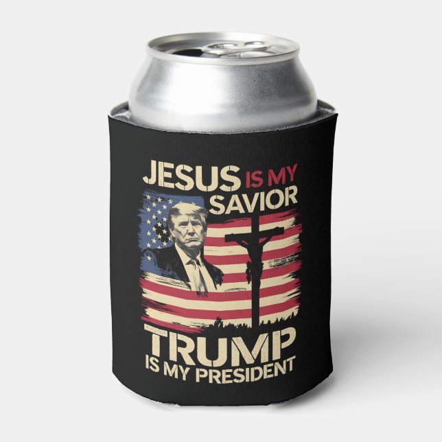 Rafraîchisseur Pour Canette Jésus Est Mon Sauveur Trump Est Mon Président État (Can devant)