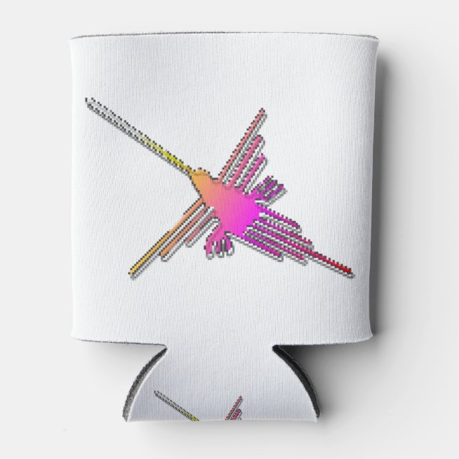 Rafraîchisseur Pour Canette Jeu Vidéo 8 bits Retro Lignes Nazca Colibri (Devant)