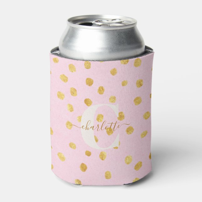 Rafraîchisseur Pour Canette Joli Chic Rose Gold Points Personnalisé Nom  (Can devant)