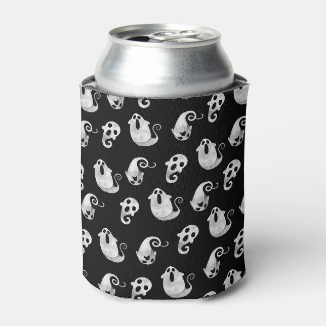 Rafraîchisseur Pour Canette Joli Fantômes noir et blanc Halloween (Can devant)