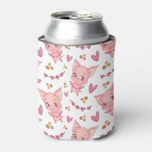Rafraîchisseur Pour Canette Joli Motif De Cochon Avec Coeurs