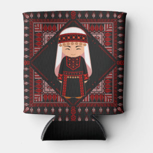 Rafraîchisseur Pour Canette jolie fille palestinienne Broderie rouge tatreez