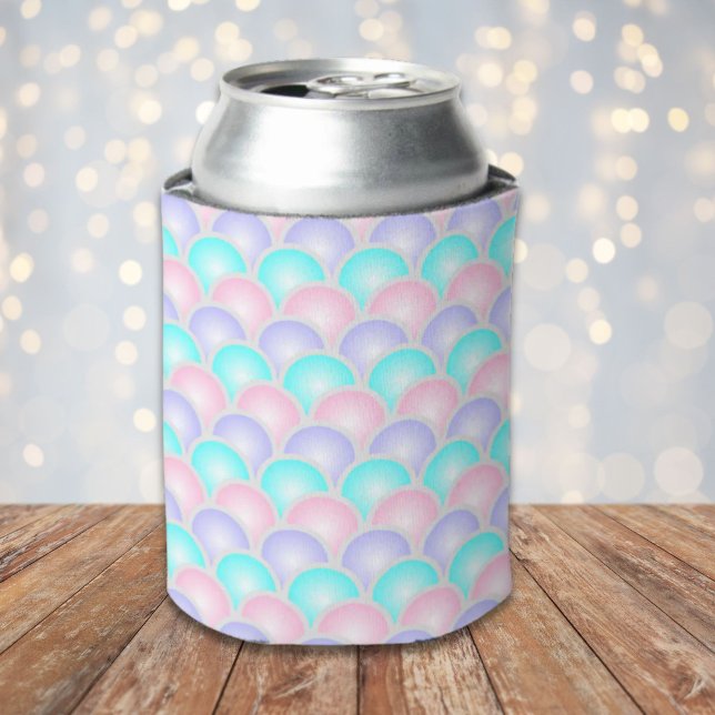 Rafraîchisseur Pour Canette jolie rose aqua bleu pastel écailles de sirène (pretty purple pink aqua blue pastel mermaid scales can cooler)