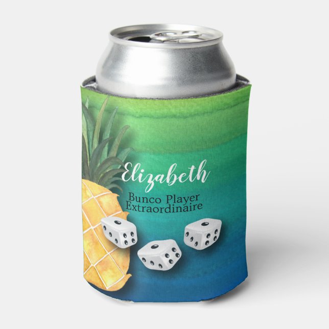 Rafraîchisseur Pour Canette Joueur Bunco Monogram Beach Pineappy Dice (Can devant)