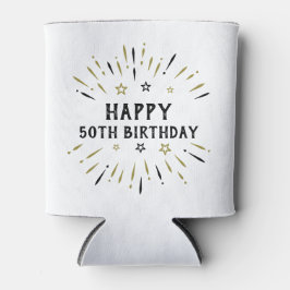 Rafraîchisseur Pour Canette Joyeux 50e anniversaire feux d'artifice Blanc Blac