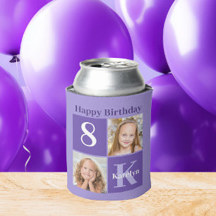 Rafraîchisseur Pour Canette Joyeux Anniversaire Cute Custom Kids Photo Purple