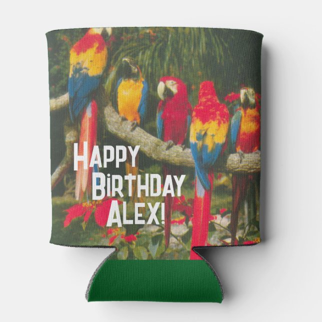 Rafraîchisseur Pour Canette Joyeux anniversaire de perroquets (Dos)