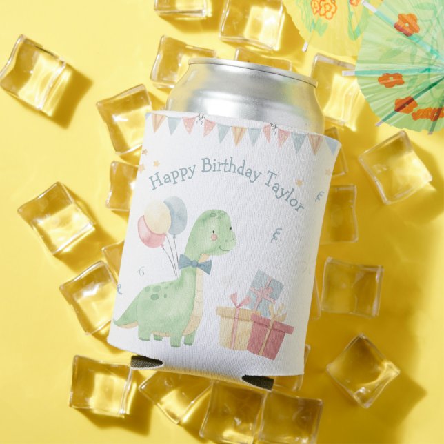Rafraîchisseur Pour Canette Joyeux anniversaire Dinosaur fête (Été in situ)