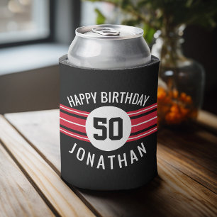 Rafraîchisseur Pour Canette Joyeux Anniversaire Sports Jersey Stripes Nom et