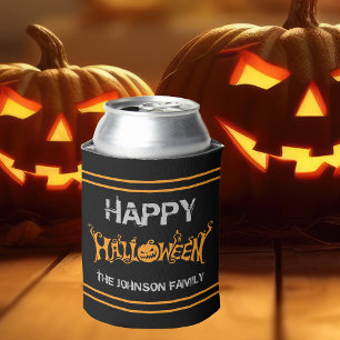 Rafraîchisseur Pour Canette Joyeux Halloween Personnalisé Black Orange Party