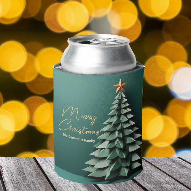 Rafraîchisseur Pour Canette Joyeux Noël Arbre magnifique Green Gold Party (Créateur téléchargé)