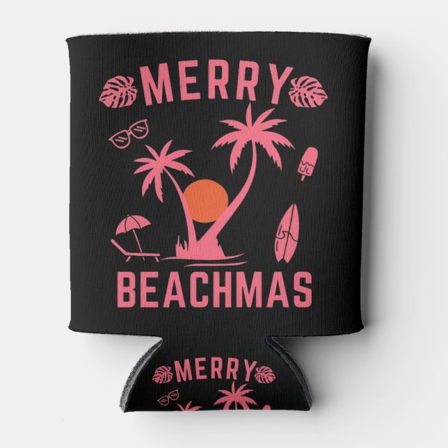 Rafraîchisseur Pour Canette Joyeux Noël Beachmas En Juillet (Devant)