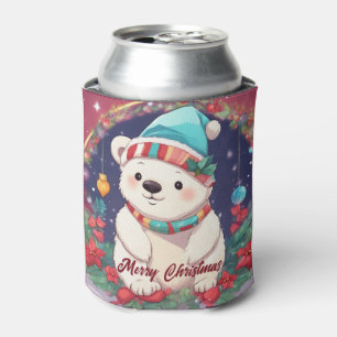 Rafraîchisseur Pour Canette Joyeux Noël Ours polaire blanc