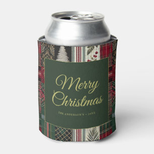 Rafraîchisseur Pour Canette Joyeux Noël Rustique Plaid Motif