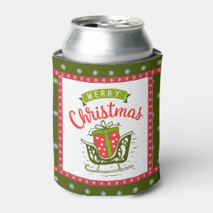 Rafraîchisseur Pour Canette Joyeux Noël Sleigh Festif Rouge Green Snowflake