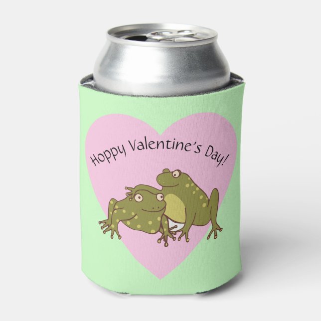 Rafraîchisseur Pour Canette Joyeux Valentines Jour Funny Grenouilles Hoppy en  (Can devant)
