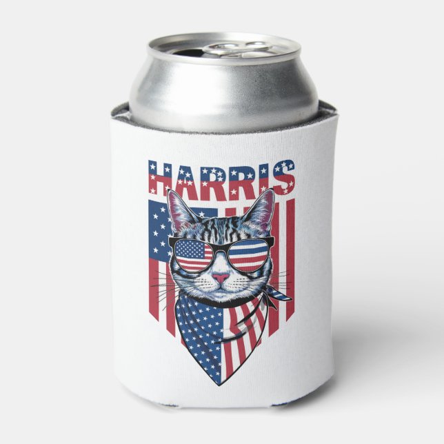 Rafraîchisseur Pour Canette Kamala Harris pour le président 2024 Funny Cat (Can devant)