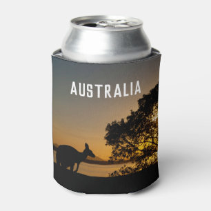Rafraîchisseur Pour Canette Kangaroo silhouette, beau coucher de soleil Austra