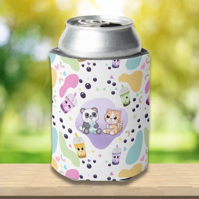 Rafraîchisseur Pour Canette Kawaii Panda & Tiger Bubble Tea Kids Imprimé (Créateur téléchargé)