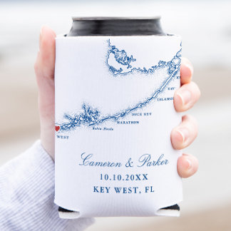 Rafraîchisseur Pour Canette Key West FL Map Elégant Marine Blue Wedding Favori