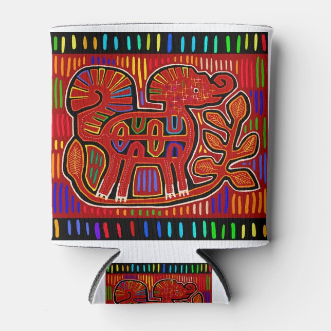 Rafraîchisseur Pour Canette Kuna Indian Baby Elephant - Mola Folk Art (Devant)